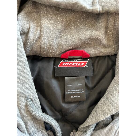 Men’s Size 2XL Dickies Workwear Gray Hooded Duck Shirt Quilted Jacket - Picture 2 of 6